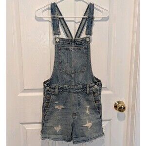 Madewell Womens Shortalls Overalls Jean Shorts Bibs XS Denim Raw Hem Adjustable
